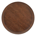 Table basse ronde en bois de noyer avec rangement étagé