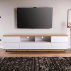 Meuble TV moderne de 80 pouces avec rangement dissimulé