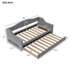 Lit de repos rembourré Twin XL avec bande LED et lit gigogne, gris