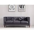 Canapé Chesterfield classique en velours avec pieds en bois