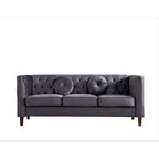 Canapé Chesterfield classique en velours avec pieds en bois