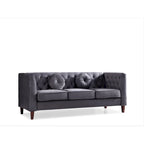 Canapé Chesterfield classique en velours avec pieds en bois