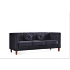 Canapé Chesterfield classique en velours avec pieds en bois