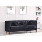 Canapé Chesterfield classique en velours avec pieds en bois