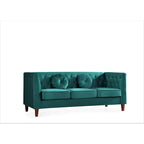 Canapé Chesterfield classique en velours avec pieds en bois