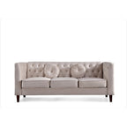 Canapé Chesterfield classique en velours avec pieds en bois