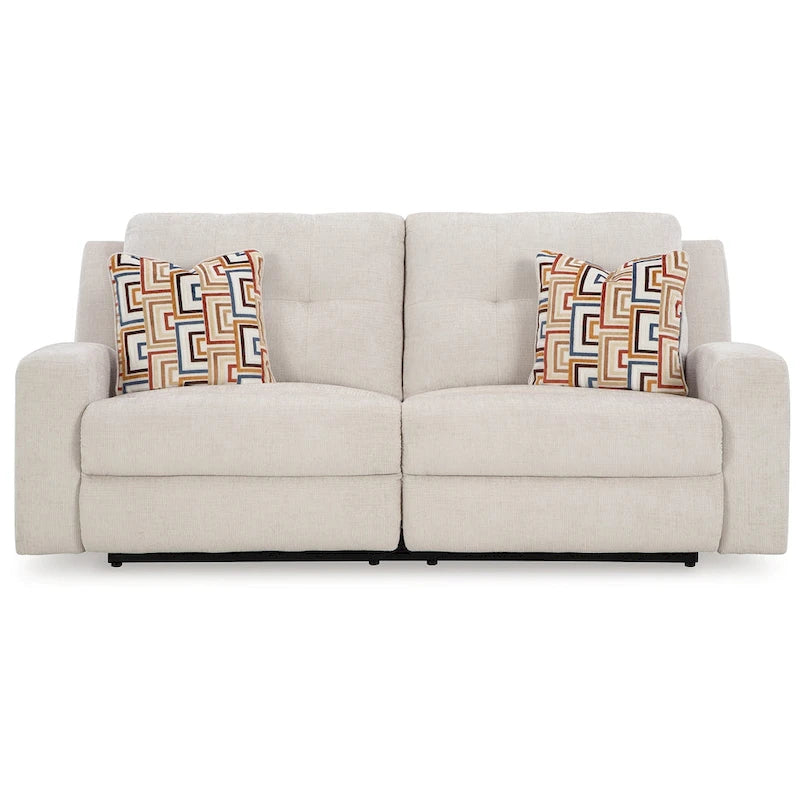 Canapé inclinable manuel, polyester beige clair, 2 oreillers, 87 pouces