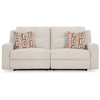 Canapé inclinable manuel, polyester beige clair, 2 oreillers, 87 pouces