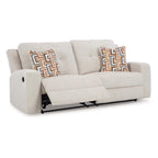 Canapé inclinable manuel, polyester beige clair, 2 oreillers, 87 pouces
