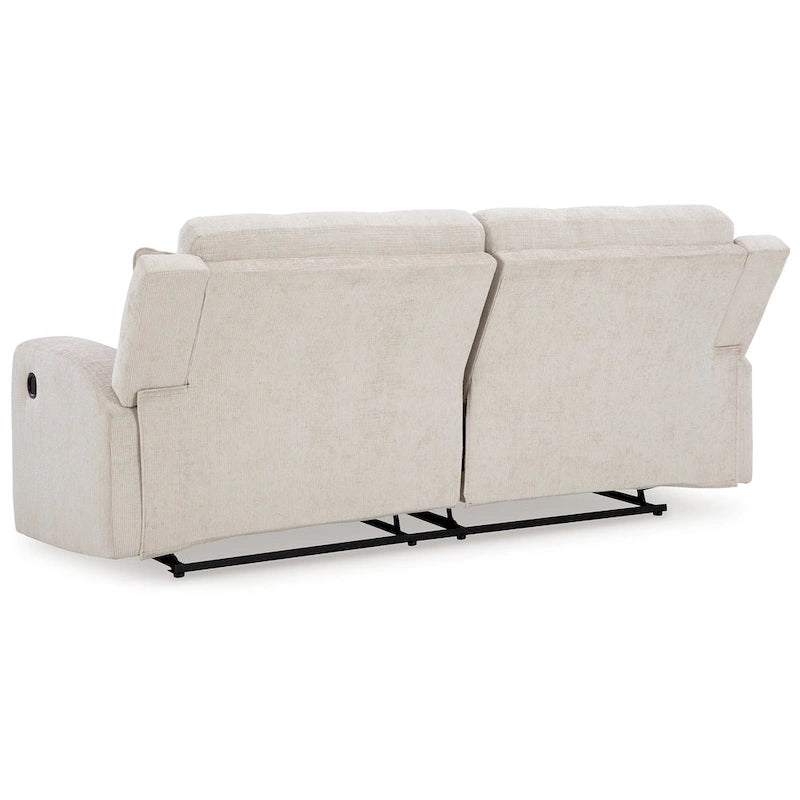 Canapé inclinable manuel, polyester beige clair, 2 oreillers, 87 pouces