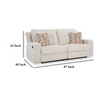Canapé inclinable manuel, polyester beige clair, 2 oreillers, 87 pouces