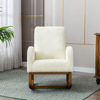 Fauteuil à bascule de puériculture Teddy mi-siècle moderne à dossier haut, en tissu, avec poche latérale