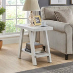 Table d'appoint rectangulaire moderne de 23,5 po avec tablette de rangement et pieds à angle large