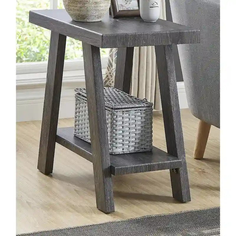 Table d'appoint rectangulaire moderne de 23,5 po avec tablette de rangement et pieds à angle large