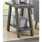 Table d'appoint rectangulaire moderne de 23,5 po avec tablette de rangement et pieds à angle large