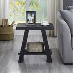 Table d'appoint rectangulaire moderne de 23,5 po avec tablette de rangement et pieds à angle large