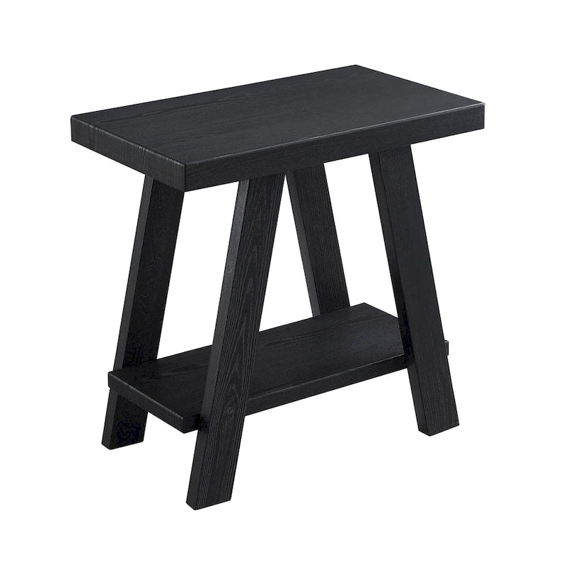 Table d'appoint rectangulaire moderne de 23,5 po avec tablette de rangement et pieds à angle large