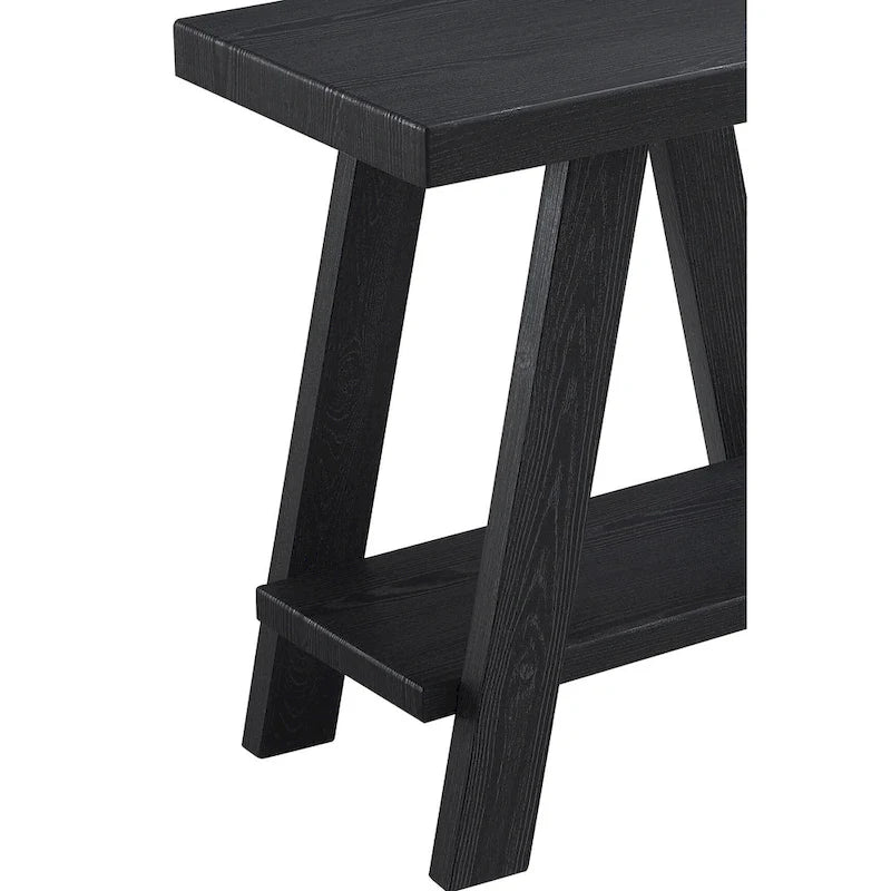Table d'appoint rectangulaire moderne de 23,5 po avec tablette de rangement et pieds à angle large