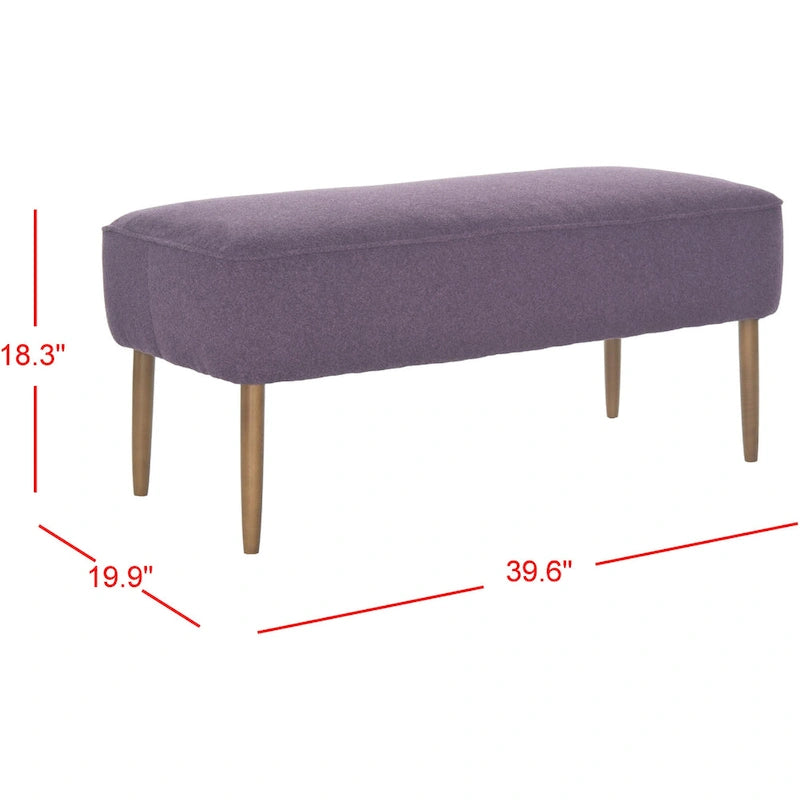 Banc en laine orange du milieu du siècle - 39.6 x 19.9 x 18.3