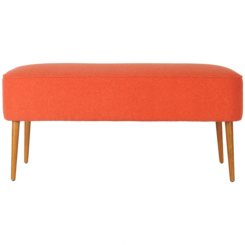 Banc en laine orange du milieu du siècle - 39.6 x 19.9 x 18.3