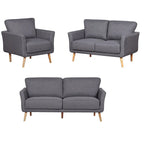 Ensemble de salon comprenant un canapé, une causeuse et un fauteuil en tissu de lin