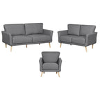 Ensemble de salon comprenant un canapé, une causeuse et un fauteuil en tissu de lin