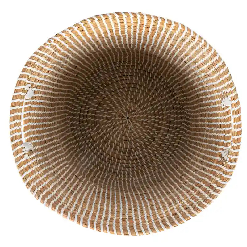 Tables en jonc de mer avec rangements et plateaux en bois