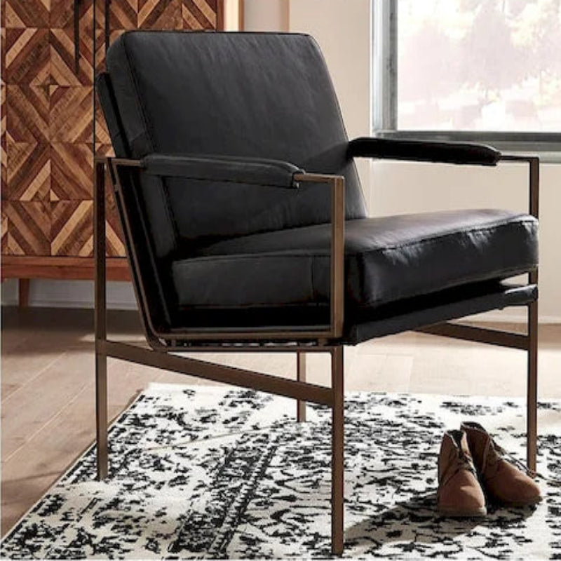 Signature Design by Ashley Puckman Mid Century Modern Leather Accent Chair - 29 W x 31.5 D x 34.25 H