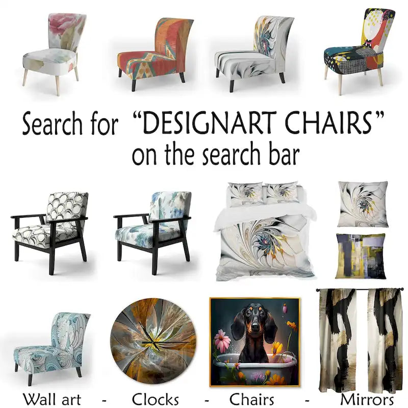 Fauteuil d'appoint abstrait rembourré Jaune Moutarde et Gris Vif II