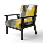 Fauteuil d'appoint abstrait rembourré Jaune Moutarde et Gris Vif II