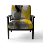 Fauteuil d'appoint abstrait rembourré Jaune Moutarde et Gris Vif II
