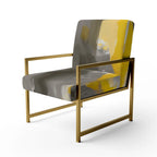 Fauteuil d'appoint abstrait rembourré Jaune Moutarde et Gris Vif II