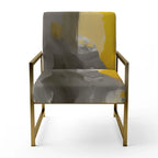 Fauteuil d'appoint abstrait rembourré Jaune Moutarde et Gris Vif II