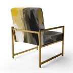 Fauteuil d'appoint abstrait rembourré Jaune Moutarde et Gris Vif II