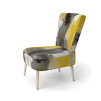 Fauteuil d'appoint abstrait rembourré Jaune Moutarde et Gris Vif II