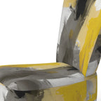 Fauteuil d'appoint abstrait rembourré Jaune Moutarde et Gris Vif II