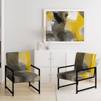 Fauteuil d'appoint abstrait rembourré Jaune Moutarde et Gris Vif II