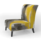 Fauteuil d'appoint abstrait rembourré Jaune Moutarde et Gris Vif II