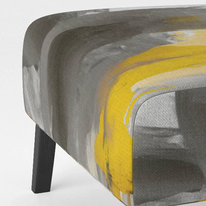 Fauteuil d'appoint abstrait rembourré Jaune Moutarde et Gris Vif II