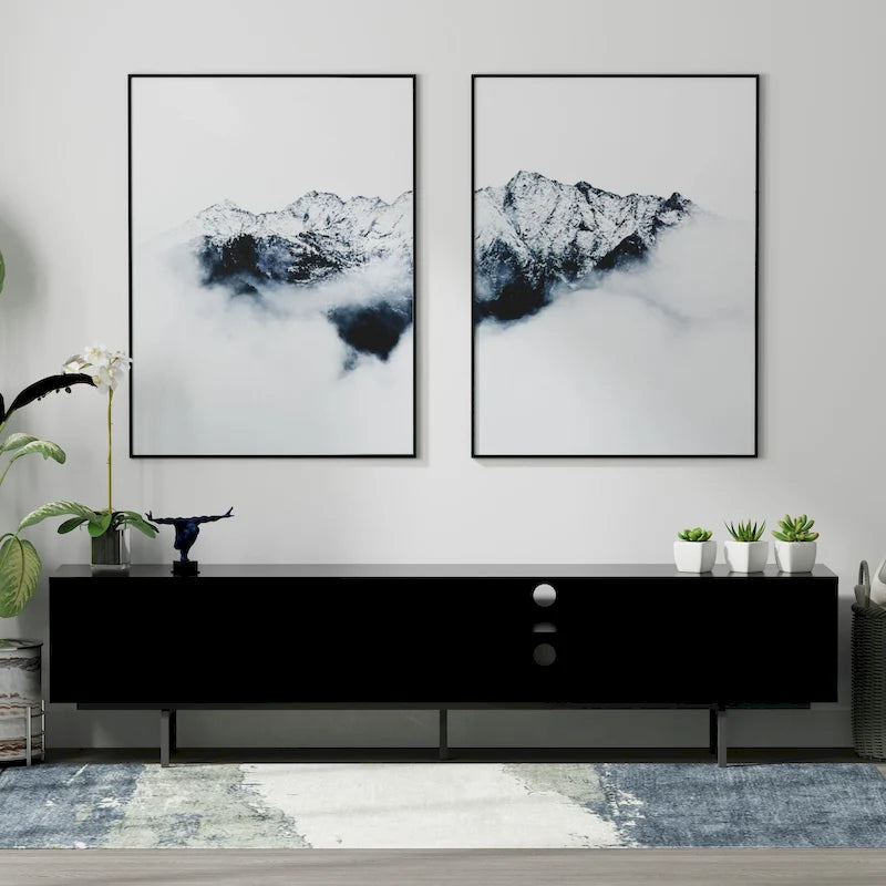 Meuble TV console moderne du milieu du siècle, 78 x 20, style rabaissé