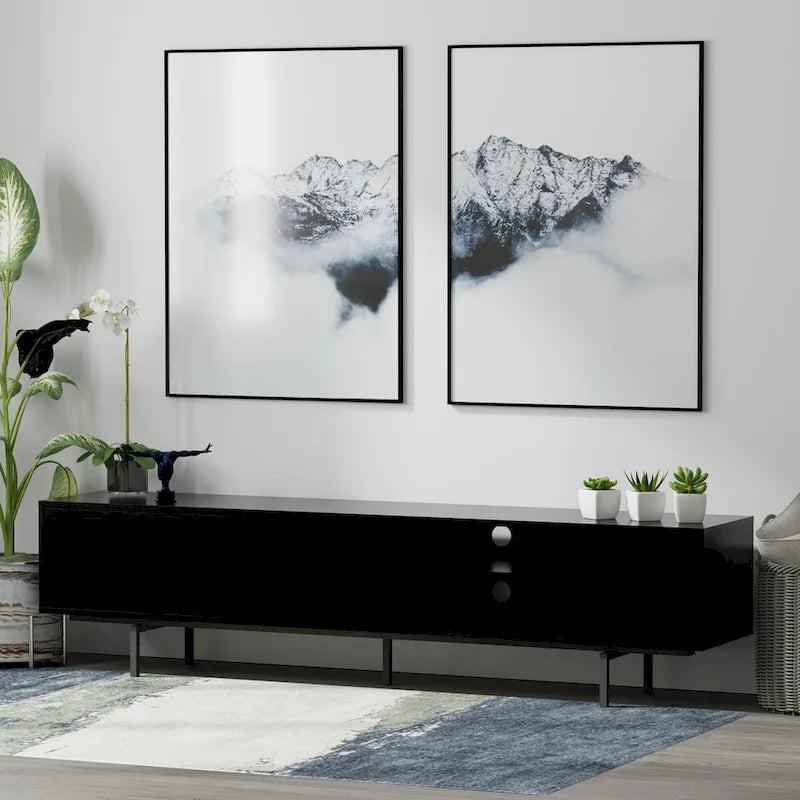 Meuble TV console moderne du milieu du siècle, 78 x 20, style rabaissé
