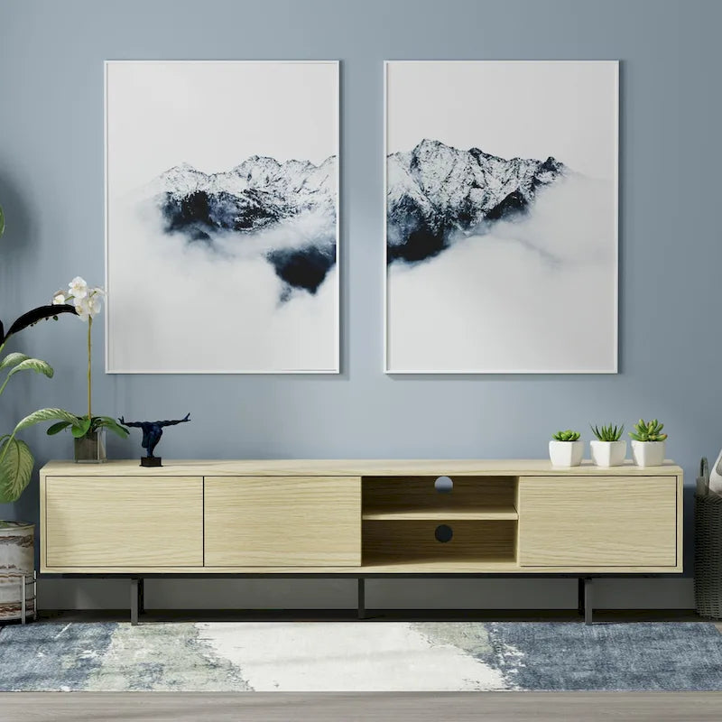 Meuble TV console moderne du milieu du siècle, 78 x 20, style rabaissé