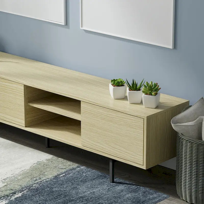 Meuble TV console moderne du milieu du siècle, 78 x 20, style rabaissé