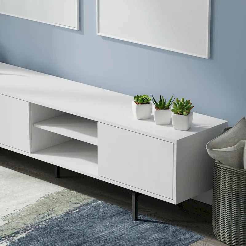 Meuble TV console moderne du milieu du siècle, 78 x 20, style rabaissé