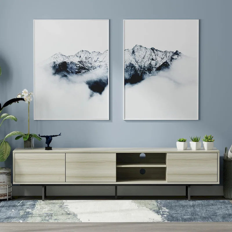 Meuble TV console moderne du milieu du siècle, 78 x 20, style rabaissé