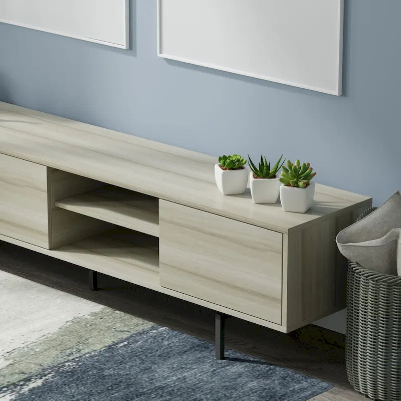 Meuble TV console moderne du milieu du siècle, 78 x 20, style rabaissé