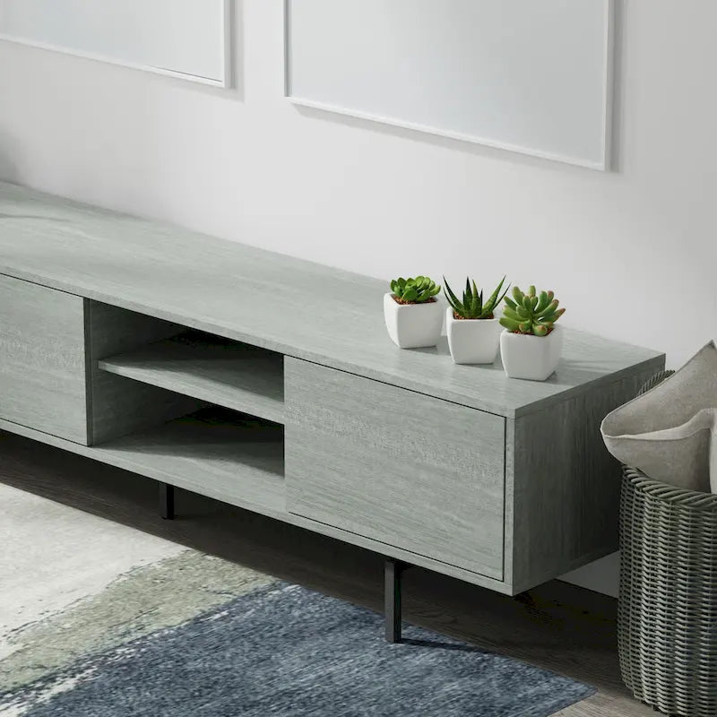 Meuble TV console moderne du milieu du siècle, 78 x 20, style rabaissé