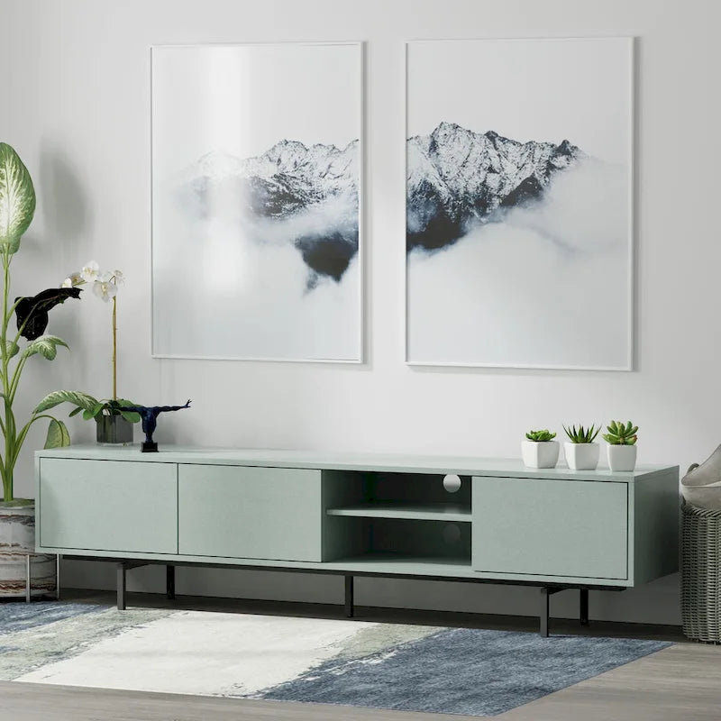 Meuble TV console moderne du milieu du siècle, 78 x 20, style rabaissé