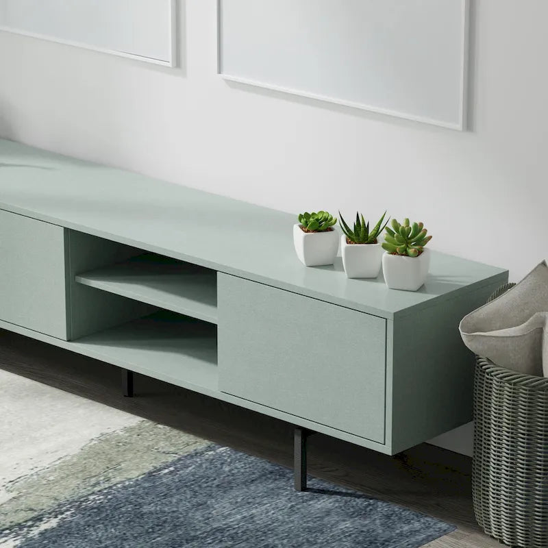 Meuble TV console moderne du milieu du siècle, 78 x 20, style rabaissé