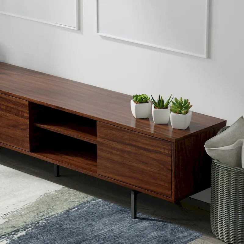Meuble TV console moderne du milieu du siècle, 78 x 20, style rabaissé